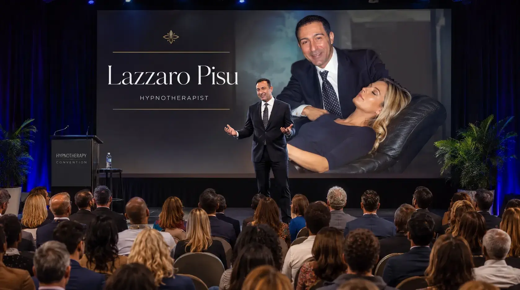 Lazzaro Pisuon hypnotherapist stage convention 1